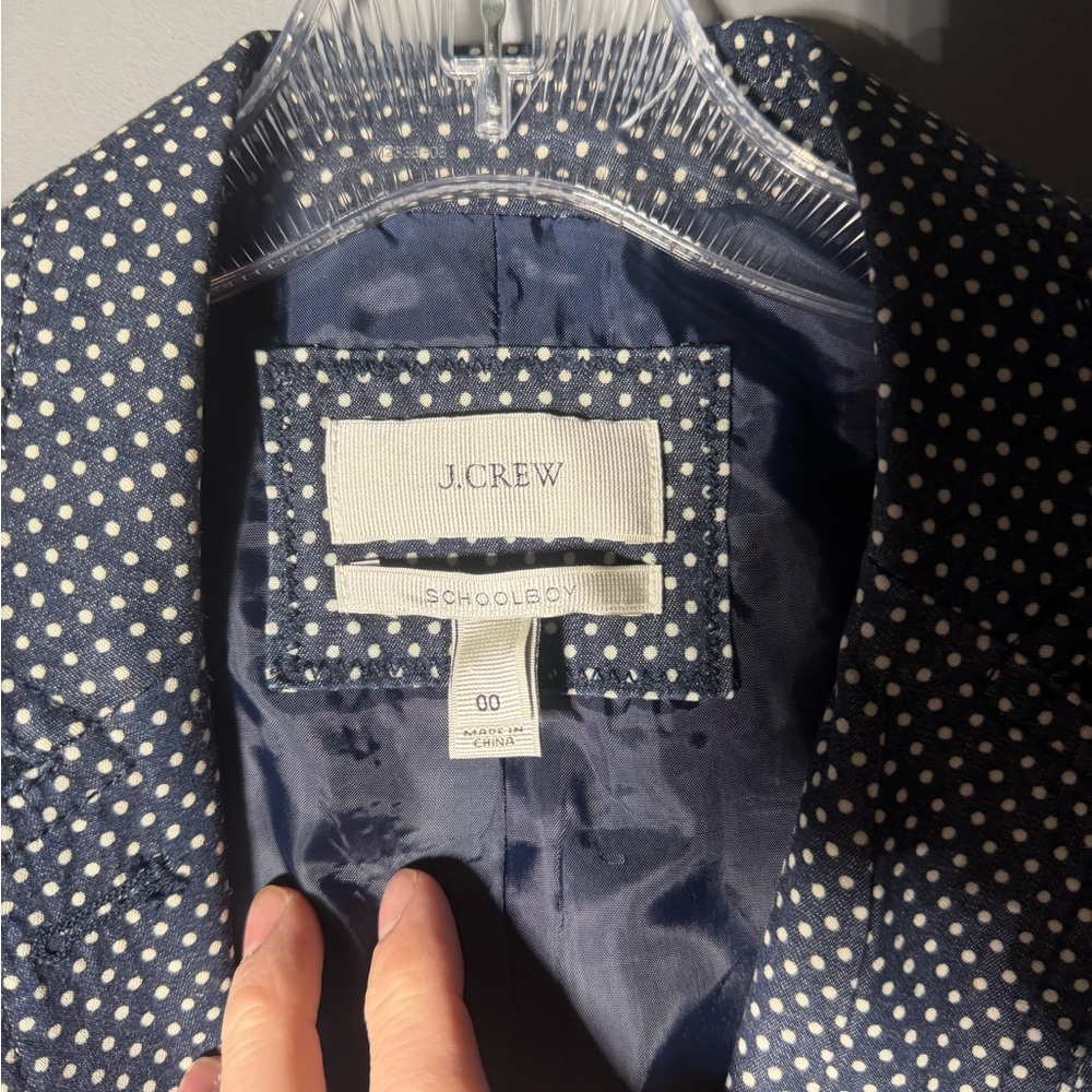 J.CREW Classic schoolboy blazer in indigo polka dot Size 00 - Picture 3 of 5